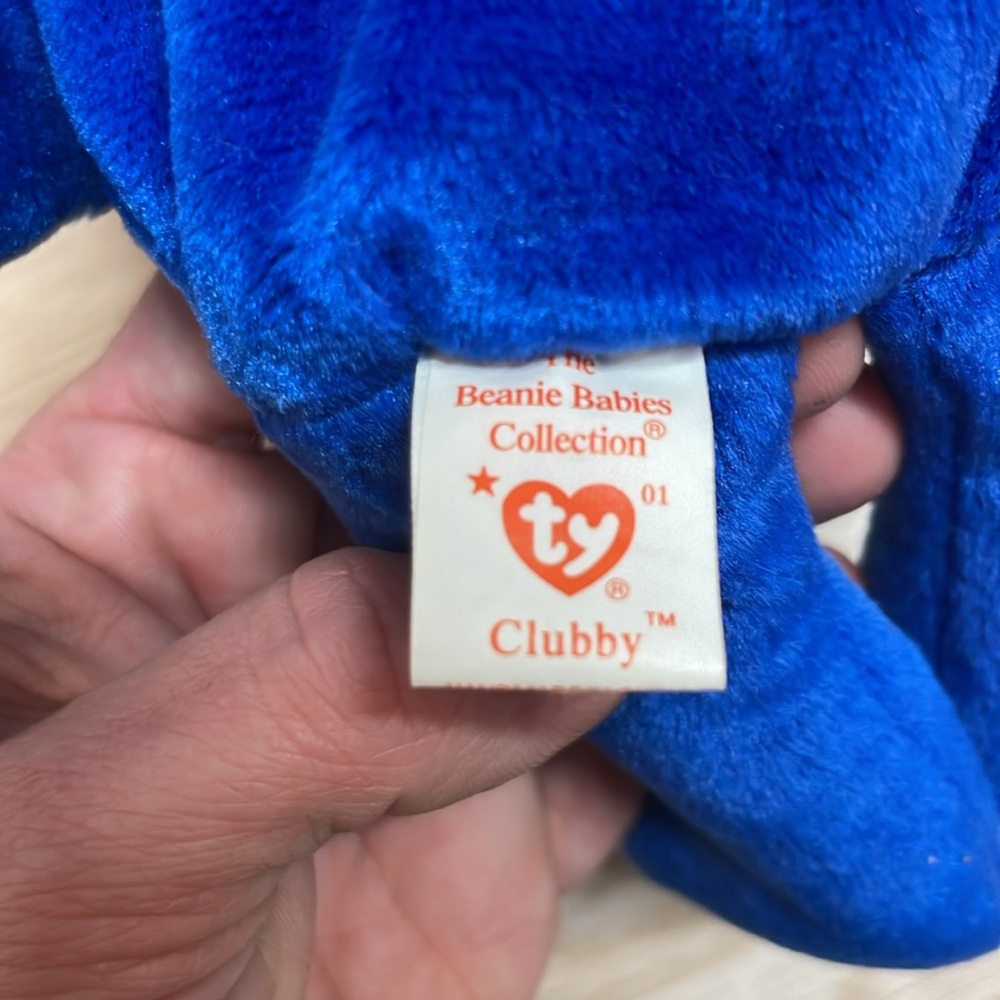TY Beanie Baby 1998 "Clubby" The Bear" Retired Blue Plush Toy with Tag ~Mint~ - Picture 7 of 8